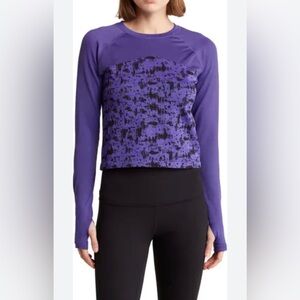 Zella Seamless Purple Jacquard Knit Long Sleeve T Shirt size Large NWT